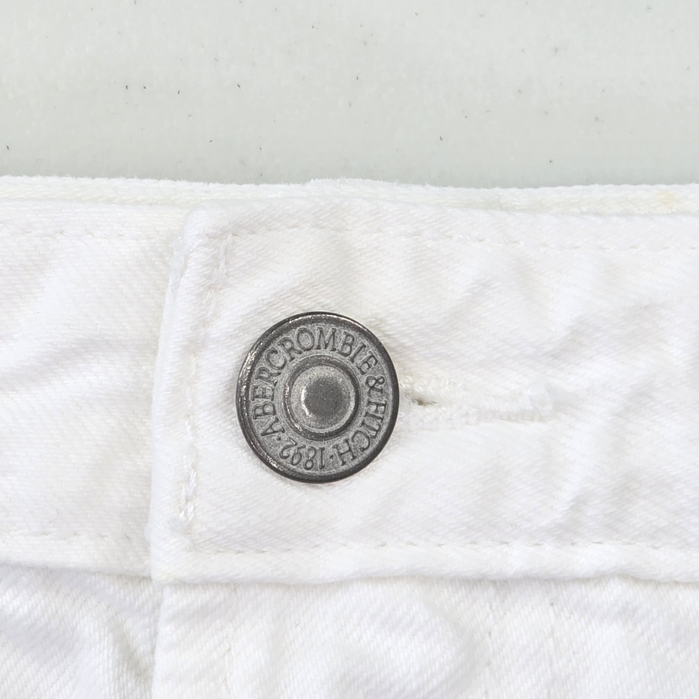 Abercrombie & Fitch Harper Low Rise Distressed White Denim Fringed Shorts 26/2 - Picture 5 of 12